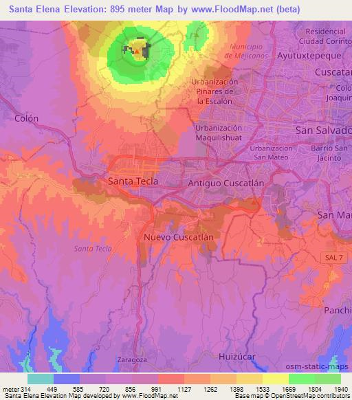 Santa Elena,El Salvador Elevation Map