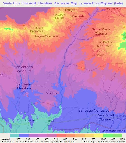 Santa Cruz Chacastal,El Salvador Elevation Map