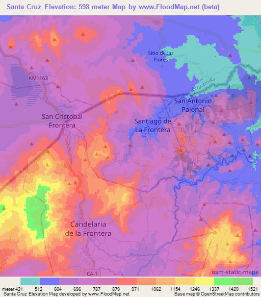 Santa Cruz,El Salvador Elevation Map