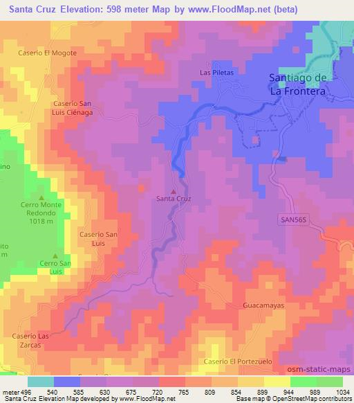 Santa Cruz,El Salvador Elevation Map