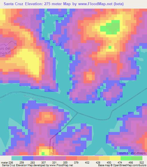 Santa Cruz,El Salvador Elevation Map