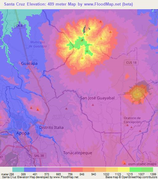 Santa Cruz,El Salvador Elevation Map