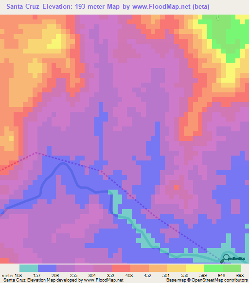 Santa Cruz,El Salvador Elevation Map