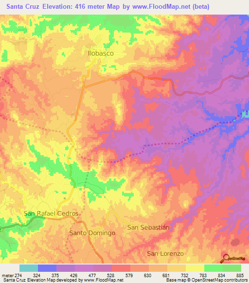 Santa Cruz,El Salvador Elevation Map
