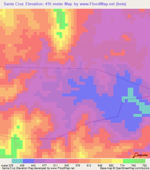 Santa Cruz,El Salvador Elevation Map