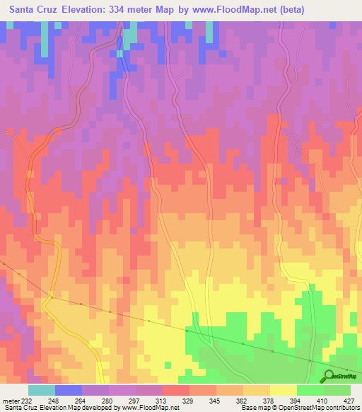 Santa Cruz,El Salvador Elevation Map