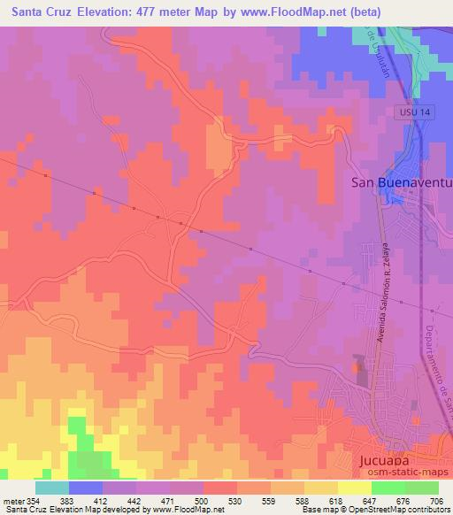 Santa Cruz,El Salvador Elevation Map