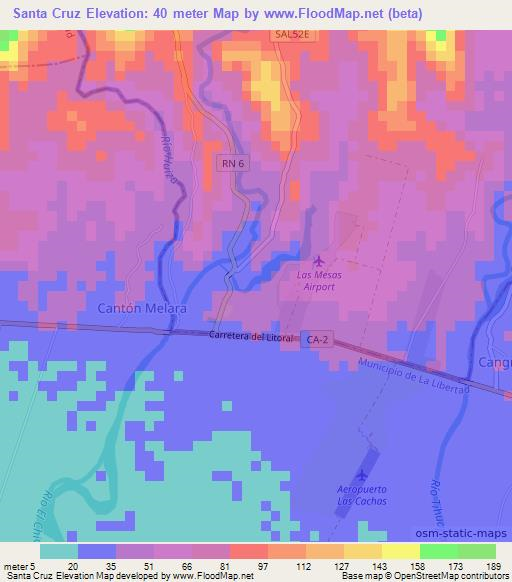 Santa Cruz,El Salvador Elevation Map
