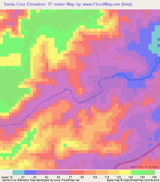 Santa Cruz,El Salvador Elevation Map