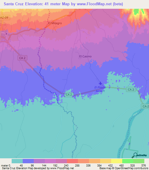 Santa Cruz,El Salvador Elevation Map
