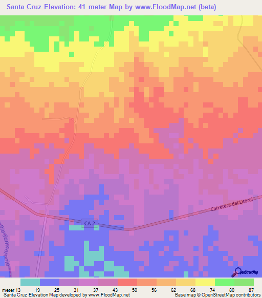 Santa Cruz,El Salvador Elevation Map