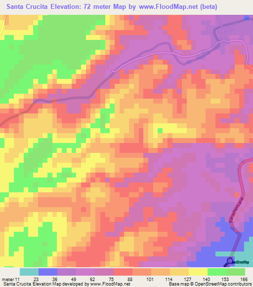 Santa Crucita,El Salvador Elevation Map