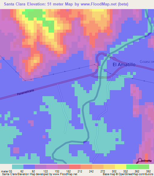 Santa Clara,El Salvador Elevation Map