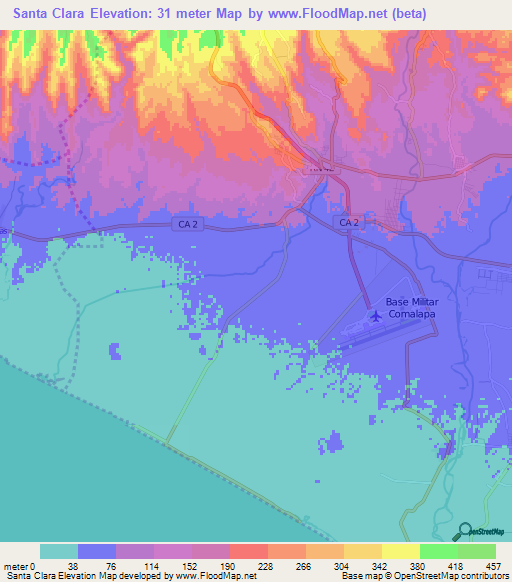 Santa Clara,El Salvador Elevation Map