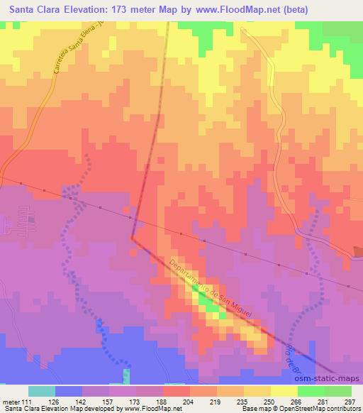 Santa Clara,El Salvador Elevation Map