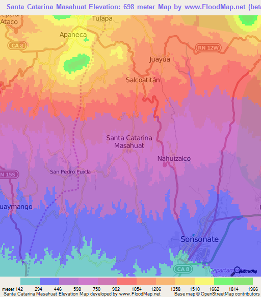 Santa Catarina Masahuat,El Salvador Elevation Map
