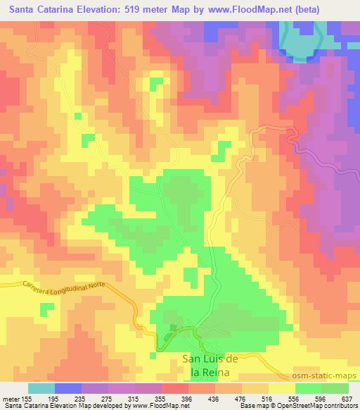 Santa Catarina,El Salvador Elevation Map