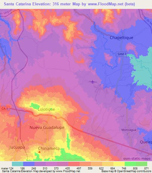 Santa Catarina,El Salvador Elevation Map