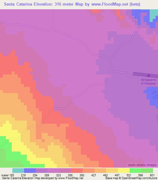 Santa Catarina,El Salvador Elevation Map