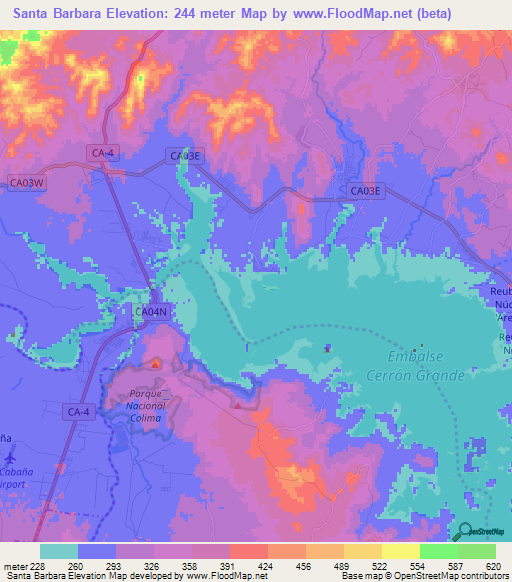 Santa Barbara,El Salvador Elevation Map