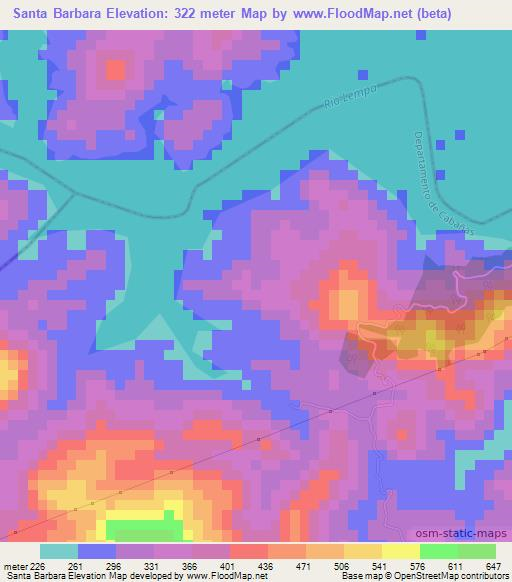 Santa Barbara,El Salvador Elevation Map