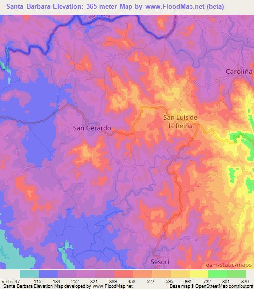 Santa Barbara,El Salvador Elevation Map