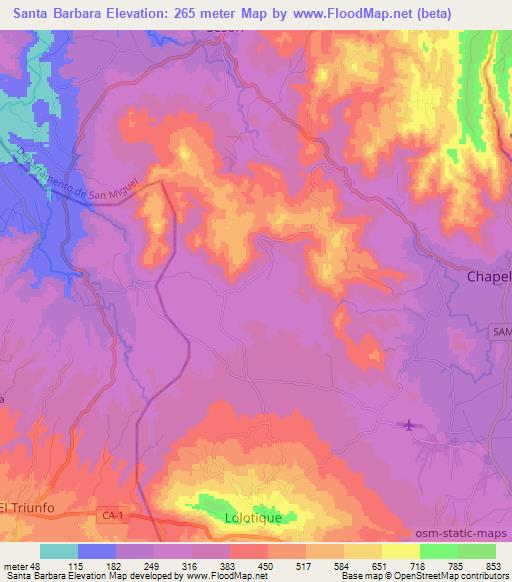 Santa Barbara,El Salvador Elevation Map