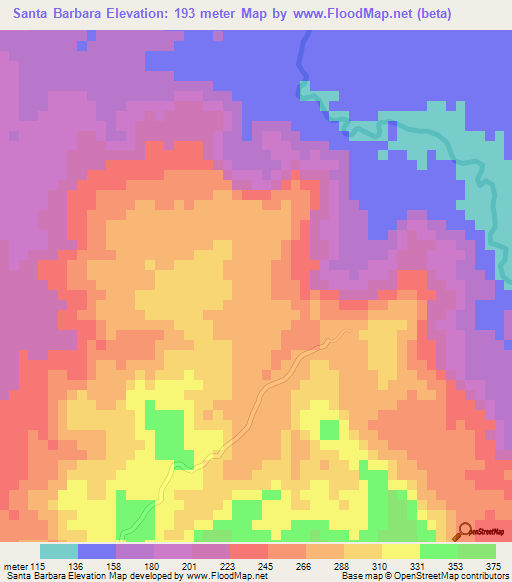 Santa Barbara,El Salvador Elevation Map