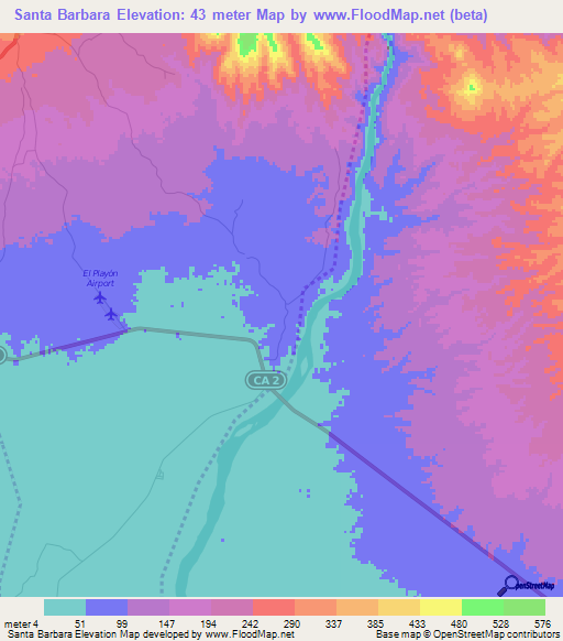 Santa Barbara,El Salvador Elevation Map