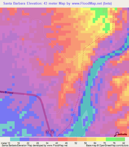 Santa Barbara,El Salvador Elevation Map