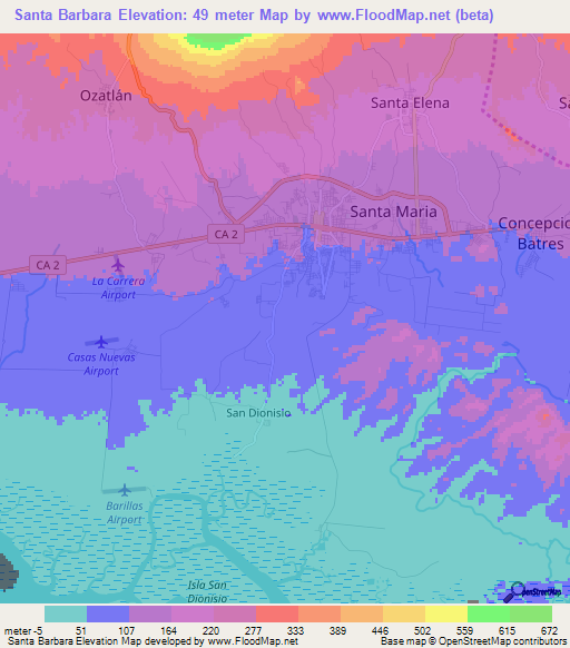 Santa Barbara,El Salvador Elevation Map