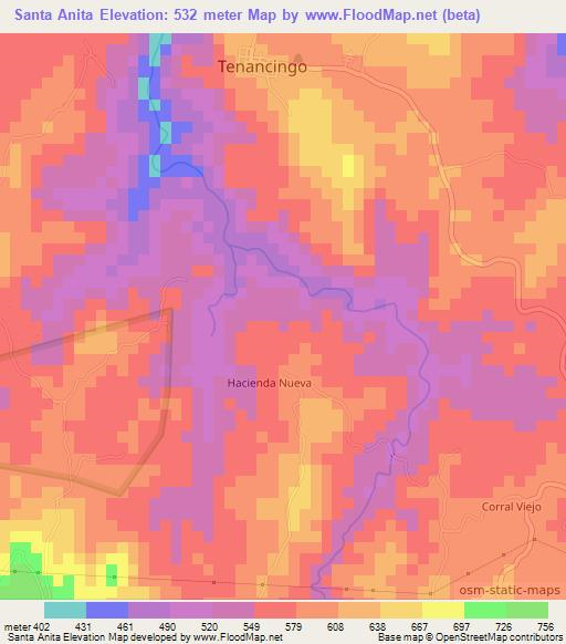 Santa Anita,El Salvador Elevation Map