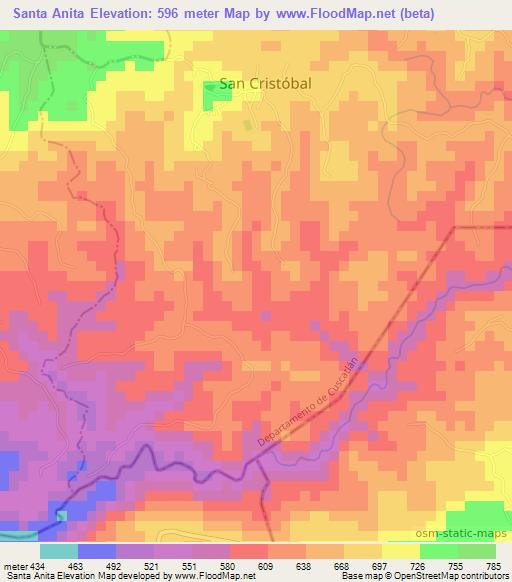 Santa Anita,El Salvador Elevation Map