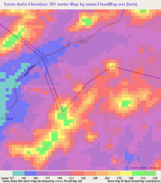 Santa Anita,El Salvador Elevation Map