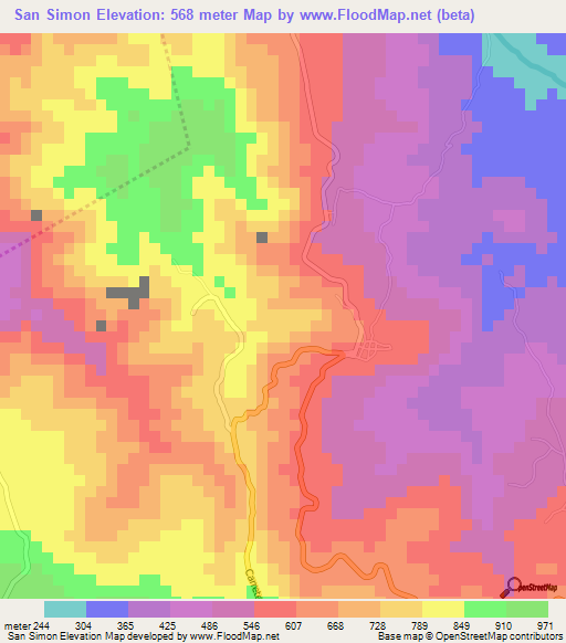 San Simon,El Salvador Elevation Map