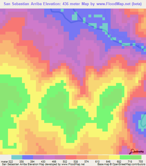 San Sebastian Arriba,El Salvador Elevation Map