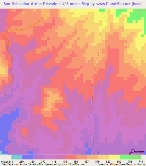 San Sebastian Arriba,El Salvador Elevation Map