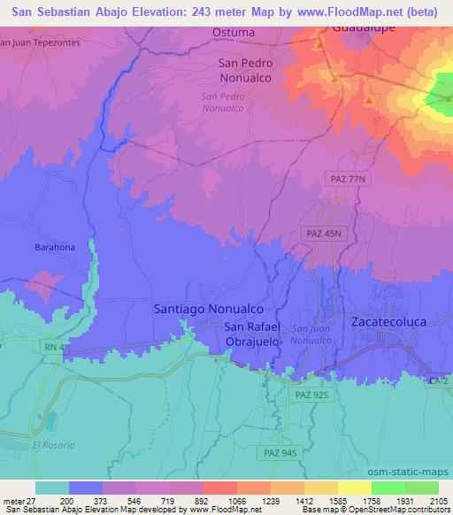San Sebastian Abajo,El Salvador Elevation Map