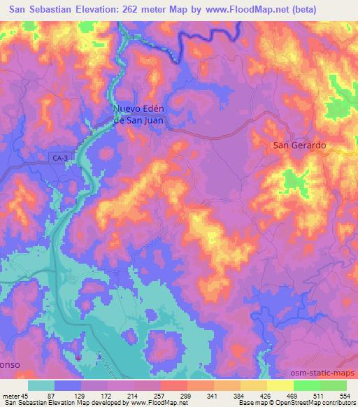 San Sebastian,El Salvador Elevation Map