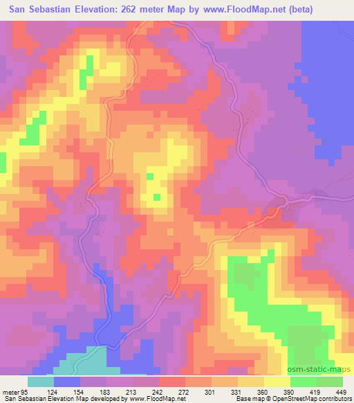 San Sebastian,El Salvador Elevation Map