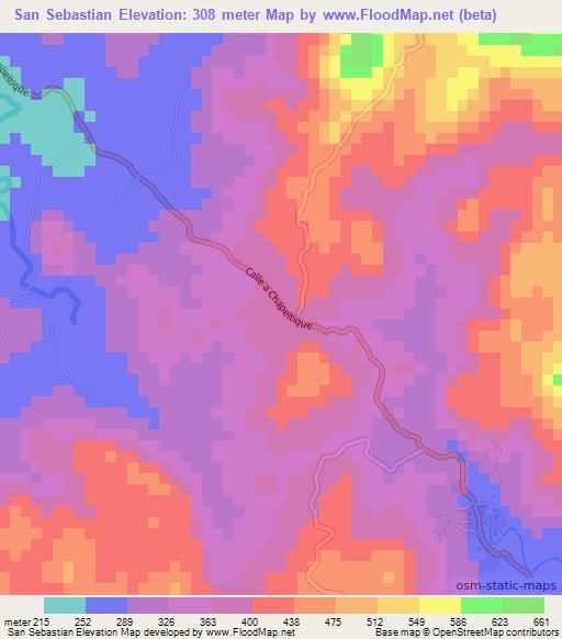 San Sebastian,El Salvador Elevation Map