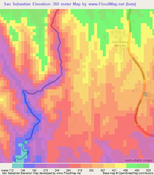 San Sebastian,El Salvador Elevation Map