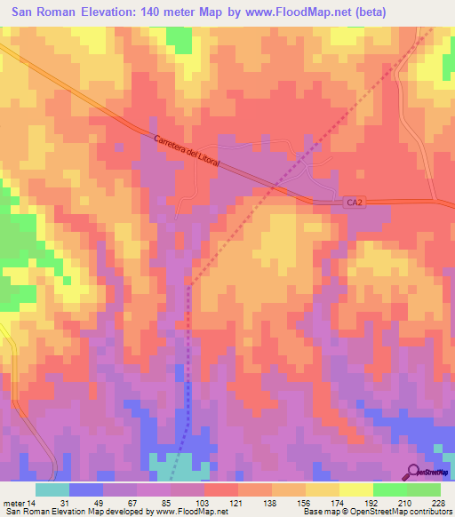 San Roman,El Salvador Elevation Map
