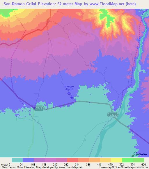 San Ramon Grifal,El Salvador Elevation Map