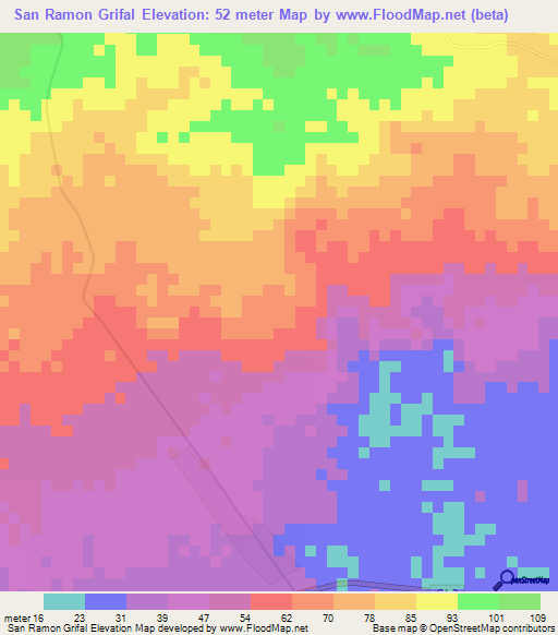 San Ramon Grifal,El Salvador Elevation Map