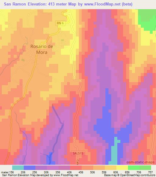 San Ramon,El Salvador Elevation Map