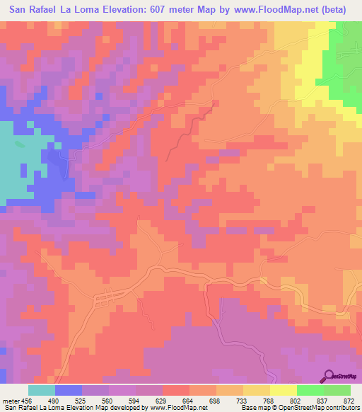 San Rafael La Loma,El Salvador Elevation Map