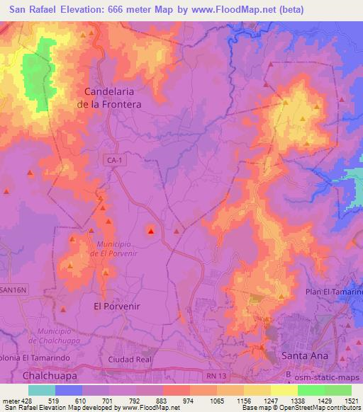 San Rafael,El Salvador Elevation Map