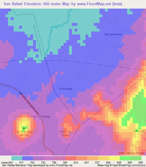 San Rafael,El Salvador Elevation Map