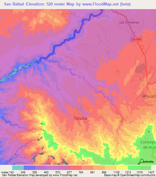 San Rafael,El Salvador Elevation Map